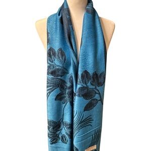 Beautiful Turquoise Floral Soft Pashmina  Reversible Scarf NEW